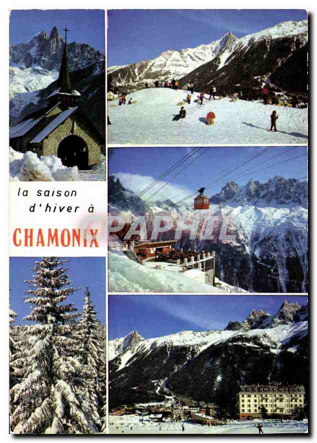 CPM La Saison d'hiver a Chamonix Chapelle des Praz Champs de ski Planpraz et les aiguilles Vue gener