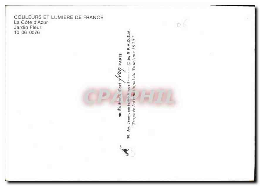CPM Couleurs et Lumiere de France La Cote d'Azur Jardin Fleuri  — Verso