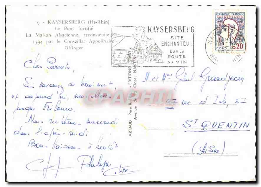 CPM Kayserberg Ht Thin Le Pont fortifee La Maison Alsacienne  — Rückseite