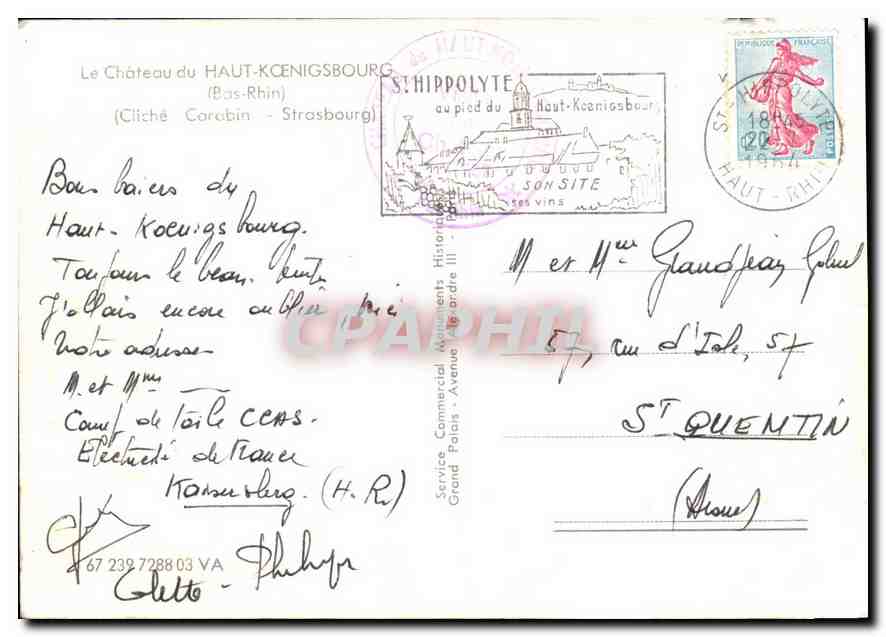 CPM Le Chateau du Haut Koenigsbourg Bas Rhin Cliche Carabin Strasbourg  — Verso