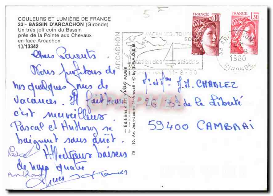 CPM Bassin d'Arcachon Gironde Un tres joli coin du Bassin pres de la Pointe aux Chevaux en face Arca — Rückseite