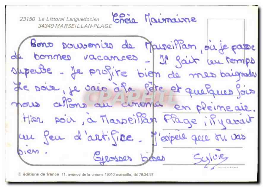CPM Le Littoral Languedocien Marseillan Plage Bateaux — Rückseite