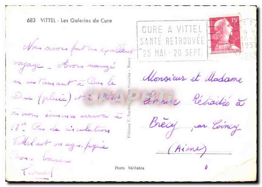 CPM Vittel Les Galeries de Cure  — Rückseite