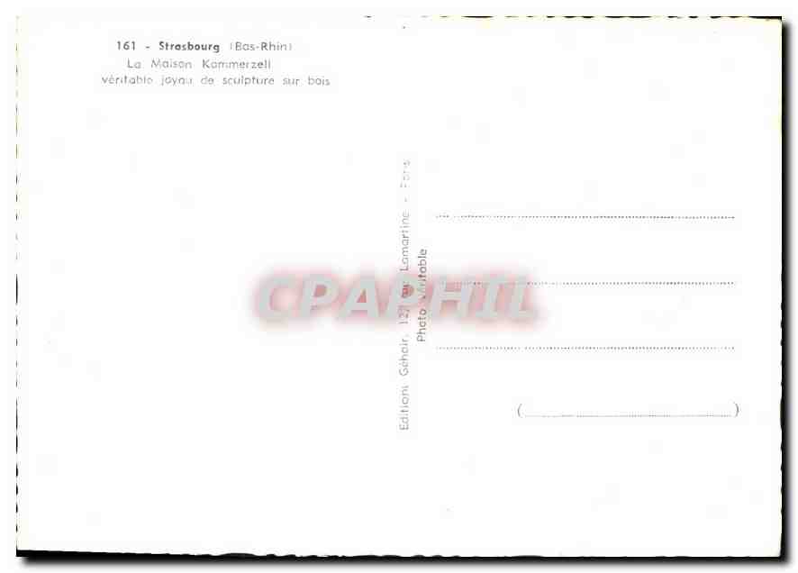 CPM Strasbourg Bas Rhin La Maison Kammerzell Automobile kodaks Droguerie du Serpent — Verso