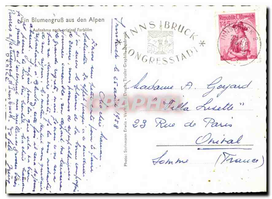 CPM Fleurs — Verso