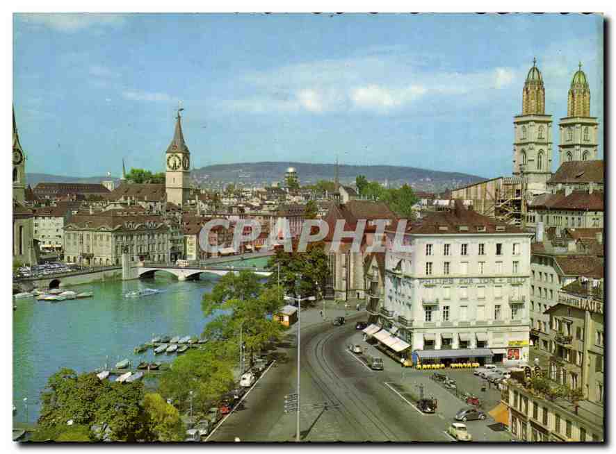 Vue de Zurich — Rhin et pont — éditeur Verlag: A. Klein