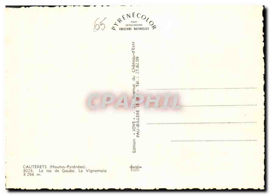 CPM Cauterets Hautes Pyrenees le Lac de Gaube le Vignemale  — Verso