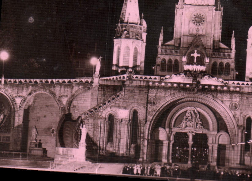 CPM Lourdes Hautes Pyrenees La Basilique Illuminee 