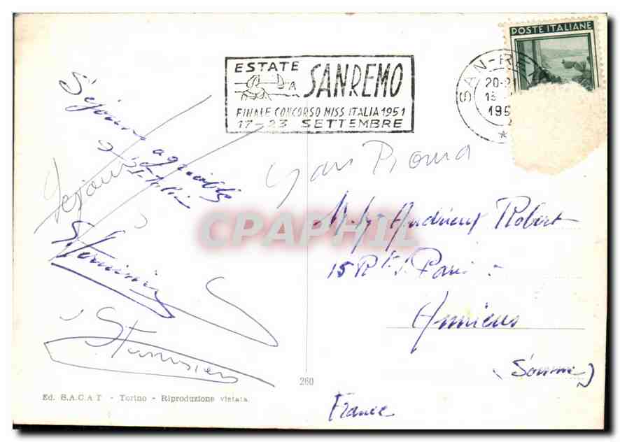 CPM Riviera dei Fiori Corso Matteotti San Remo Automobile — Rückseite