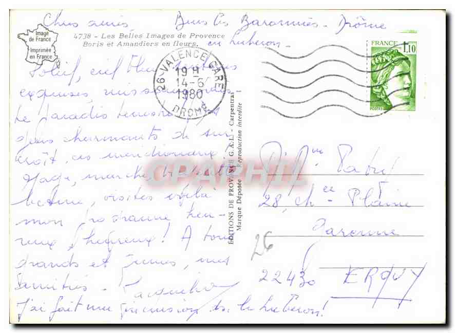CPM Les belles Images de Provence Boris et Amandiers en fleurs  — Verso