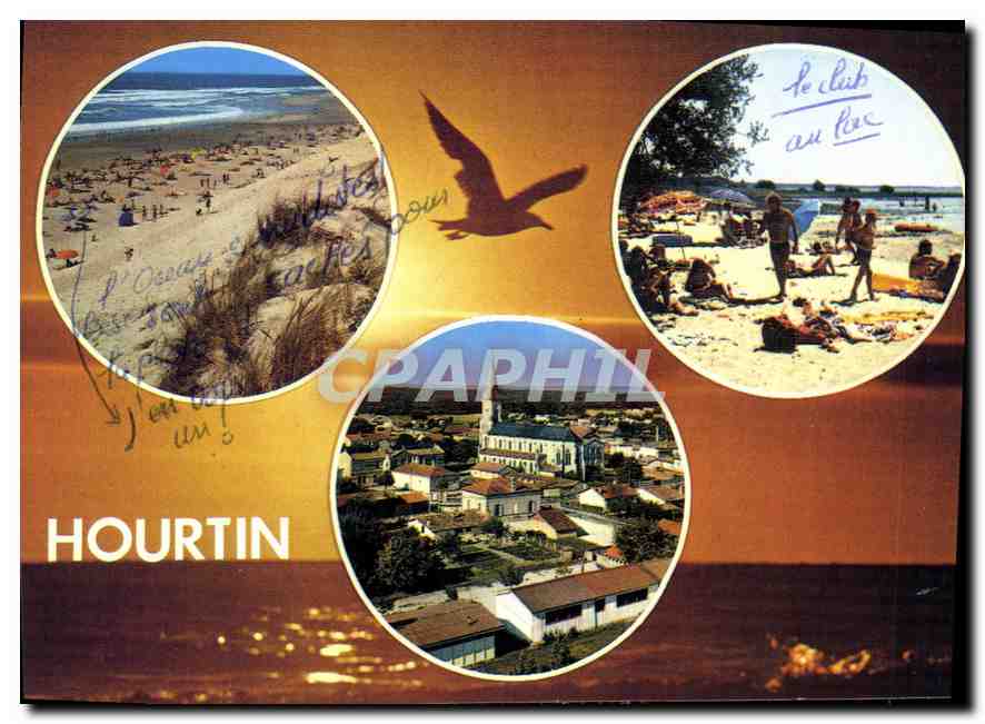 Hourtin — vue aérienne, plage et club — Artaud Frères, Nantes