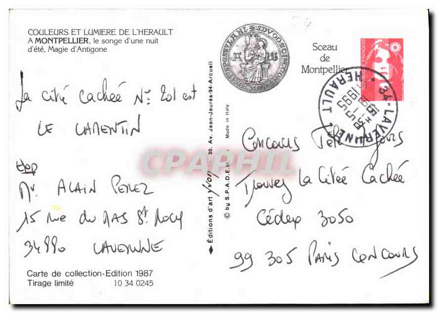 Montpellier — Place de la Comédie illuminée — Édition Jean-Jaurès 94, Arcueil — Rückseite