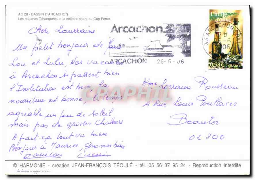 CPM Bassin d'Arcachon les Cabanes Tchanquees et le Celebre Phare du Cap Ferret  — Back