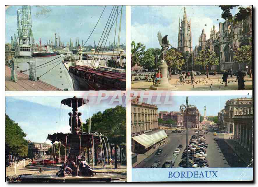 Bordeaux — vue du port, de la Tour Pey-Berland, des Allées de Tourny et du Grand Théâtre — Éditions d'Art 'VYON'
