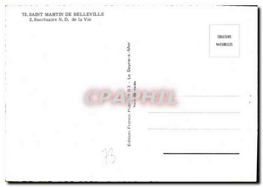 CPM Saint Martin de Belleville Sanctuaire N D de la Vie  — Back
