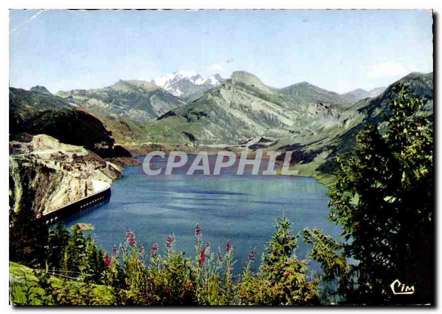 CPM Les Alpes Francaises en couleurs naturelles le Lac et Barrage de Roselend Savoie au fond le Mont