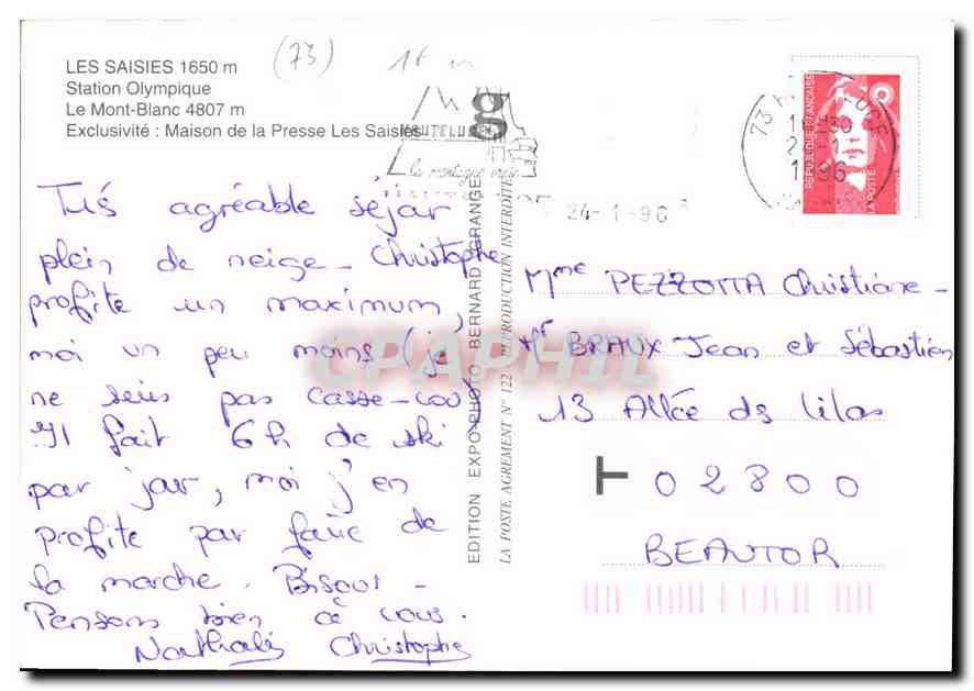 Les Saisies — Station Olympique — Maison de la Presse Les Saisies — Verso