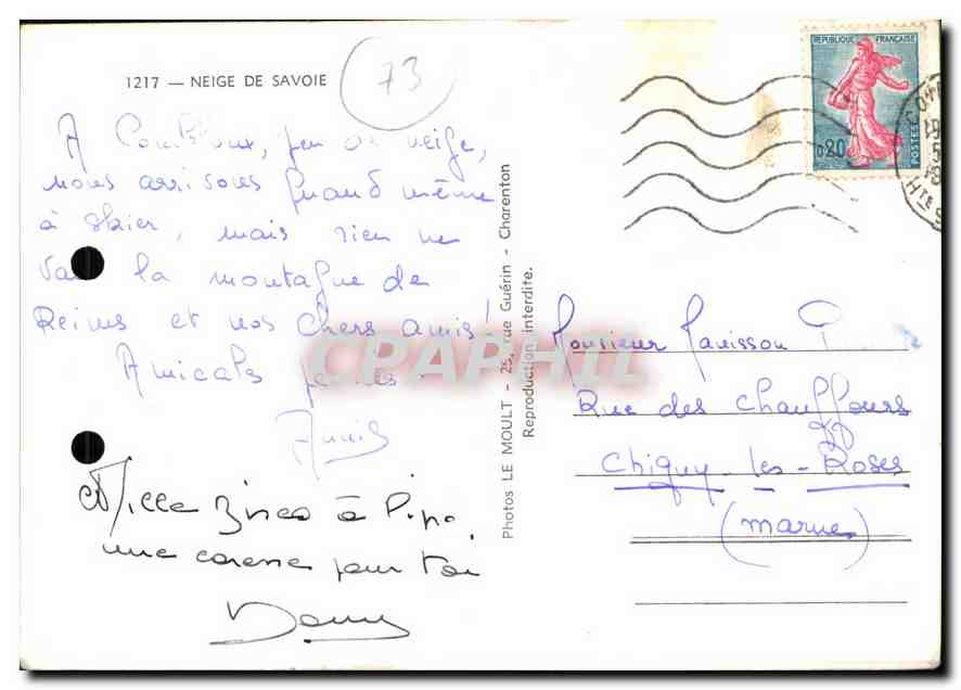 CPM Neige de Savoie  — Back
