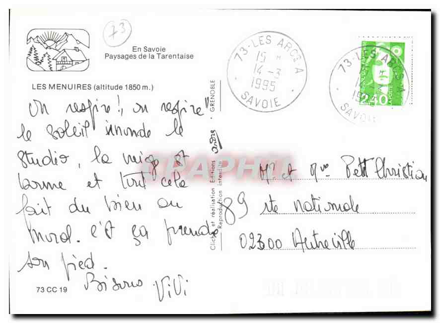 CPM Les Menuires en Savoie Paysages de la Tarentaise  — Rückseite
