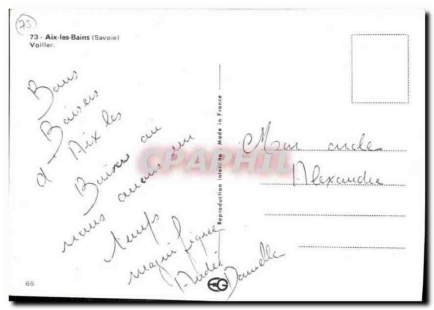 CPM Aix les Bains Savoie Voiller  — Rückseite