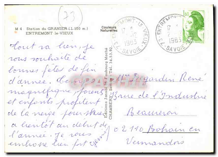 CPM Station du Granier Entremont le Vieux  — Rückseite