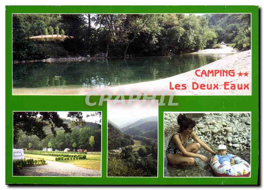 Camping Les Deux Eaux — vue du site et des installations — éditeur CPAPHIL