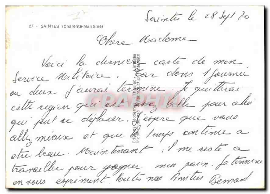CPM Saintes Charente Maritime  — Rückseite