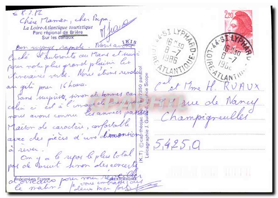 CPM La Loire Atlantique touristique Parc regional de Briere sur les Canaux  — Back