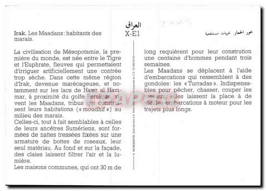 CPM Irak les Maadans Habitants des Marais  — Back