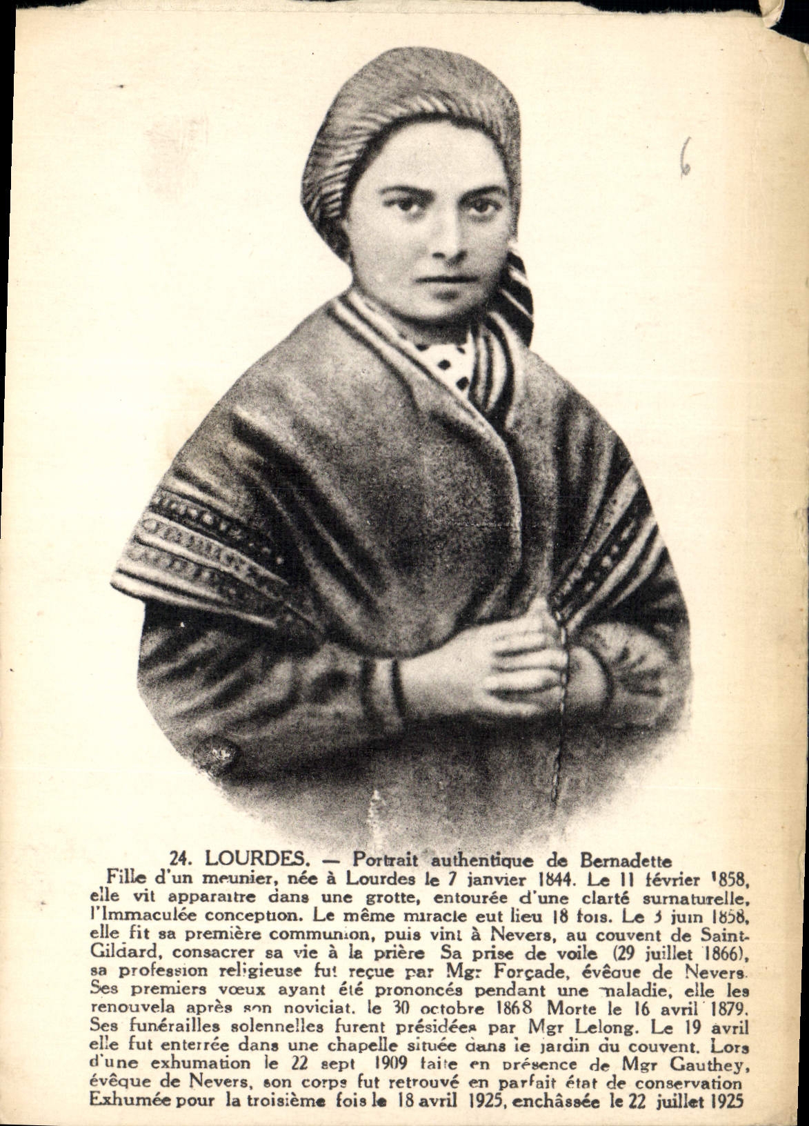 CPA Lourdes Portrait authentique de Bernadette Fille d'un meunier nee a Lourdes le 7 Janvier 1844 