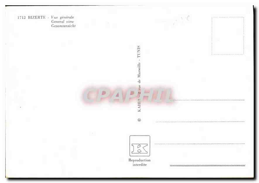CPM Bizerte vue generale  — Verso