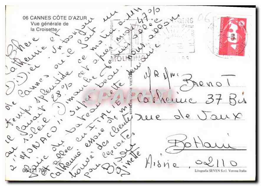 CPM Cannes Cote d'Azur vue generale de la Croisette  — Verso