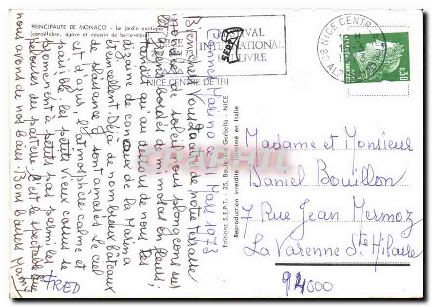 Jardin exotique — Principauté de Monaco — Éditions S.E.P.T. - Nice — Rückseite
