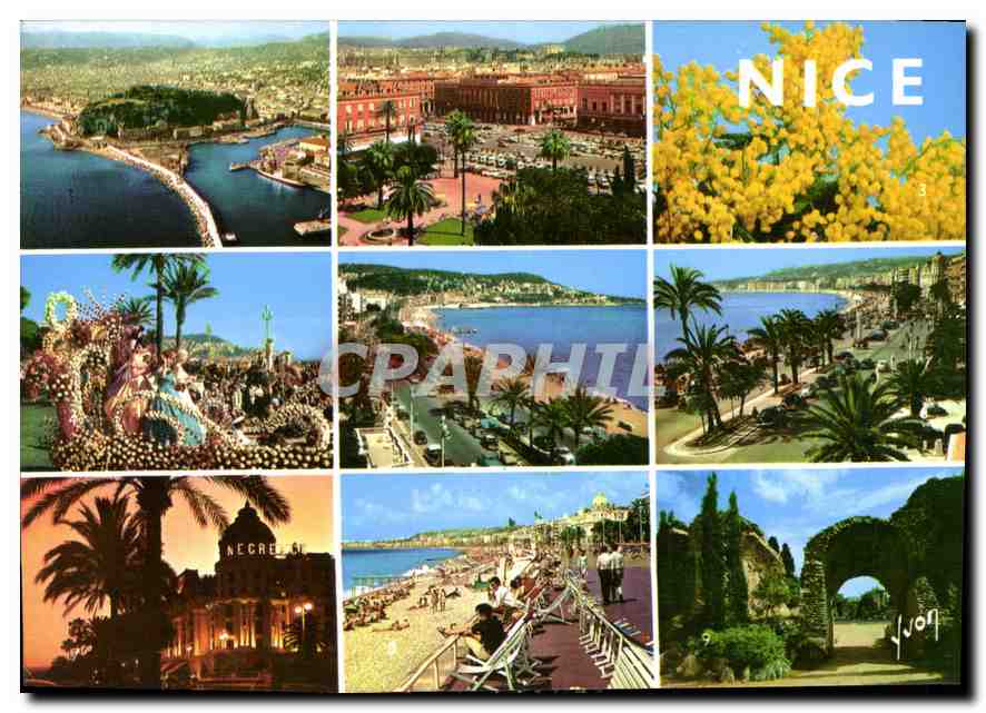 CPM La Cote d'Azur Nice Alpes Maritimes vue generale sur la Ville et le port Place Massena Bataille 