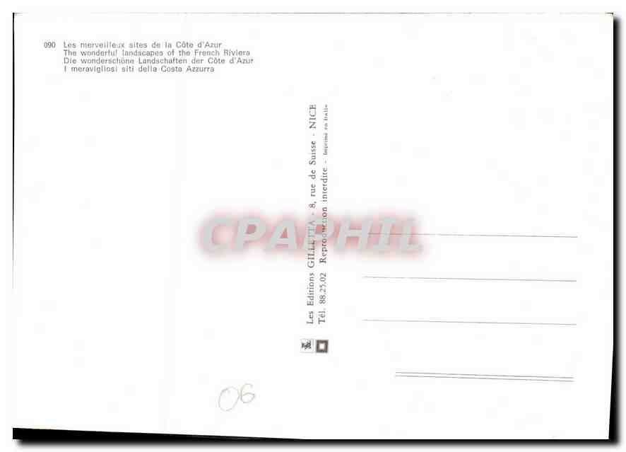 Côte d'Azur — Lieux touristiques — Éditions GILLETIA, n° 090 — Verso