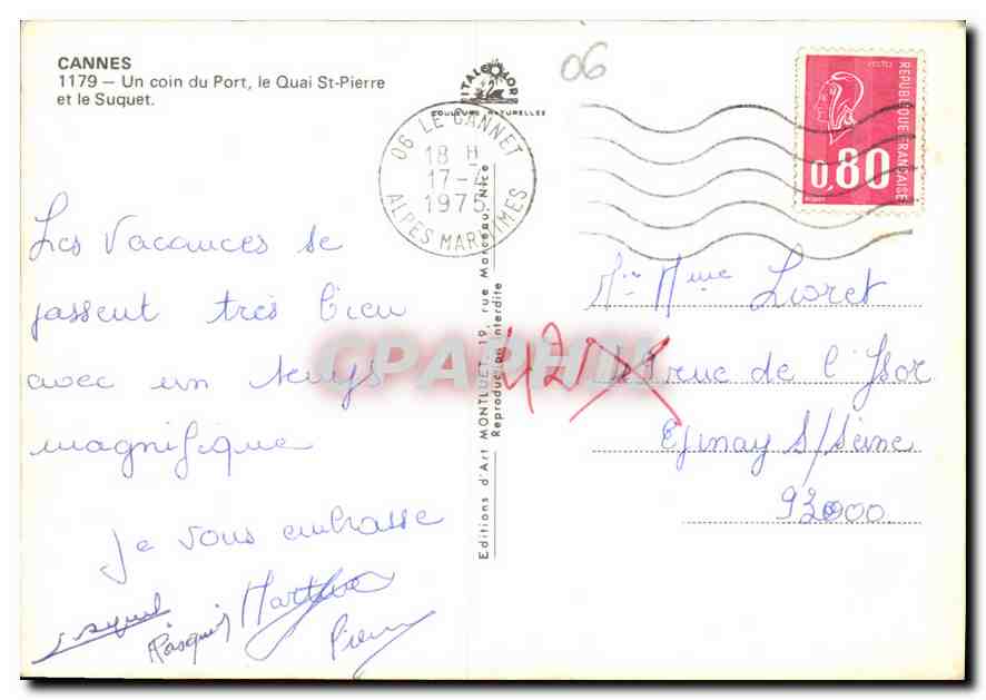 Cannes — Un coin du Port, le Quai St-Pierre et le Suquet — Éditions d'Art Montluçon — Verso