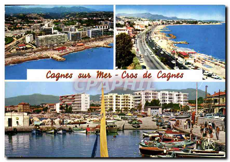 Cagnes-sur-Mer - Cros de Cagnes — Vue aérienne, Boulevard et le port — Éditions « MAR »