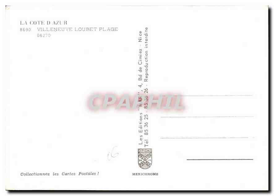 CPM La Cote d'Azur Villeneuve Loubet Plage  — Verso