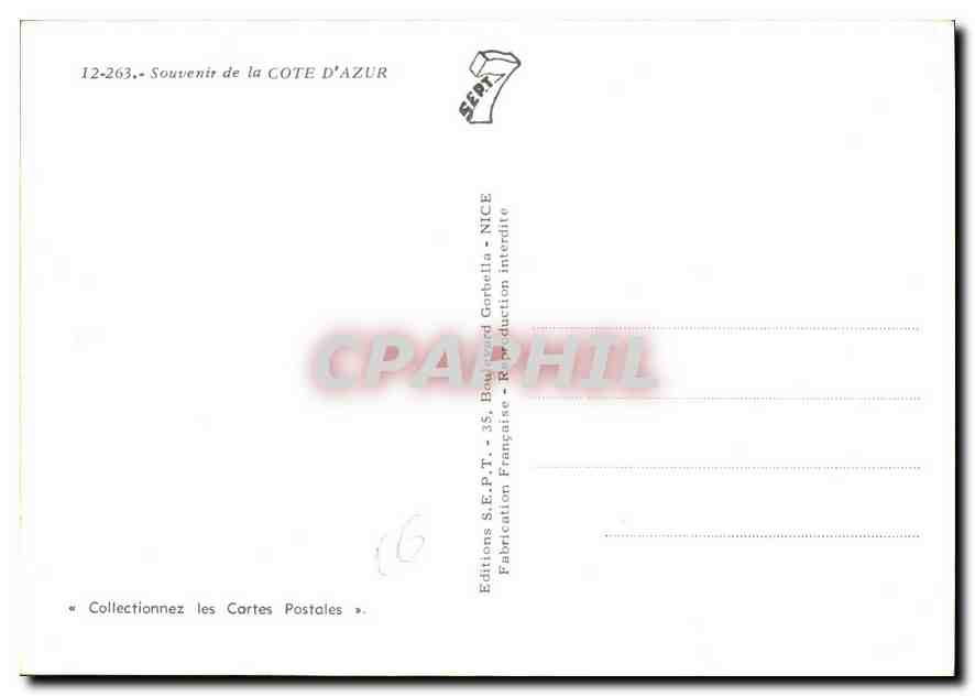 CPM Souvenir de la Cote d'Azur  — Rückseite