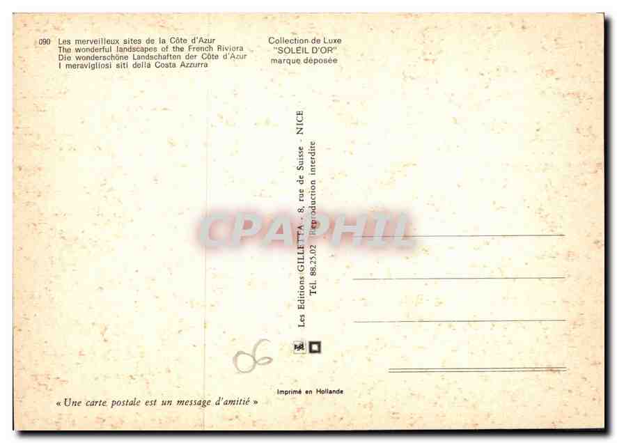 CPM Les merveilleux sites de la Cote d'Azur  — Rückseite