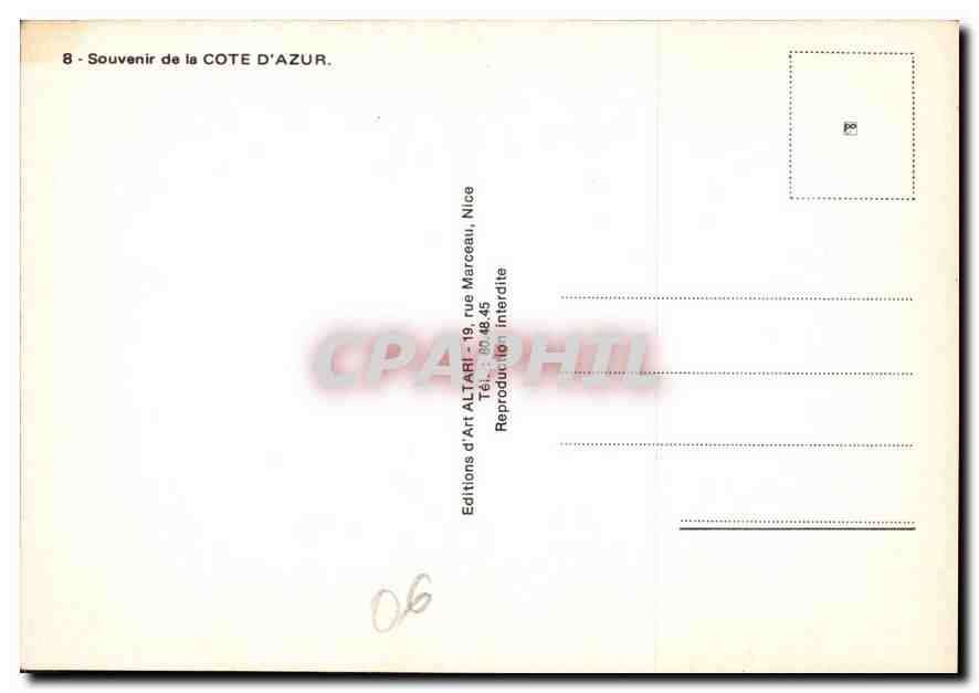 CPM Souvenir de la Cote d'Azur  — Rückseite