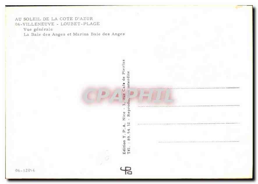 CPM Au soleil de la Cote d'Azur Villeneuve Loubet Plage vue generale la Baie des Anges et Marine Bai — Verso
