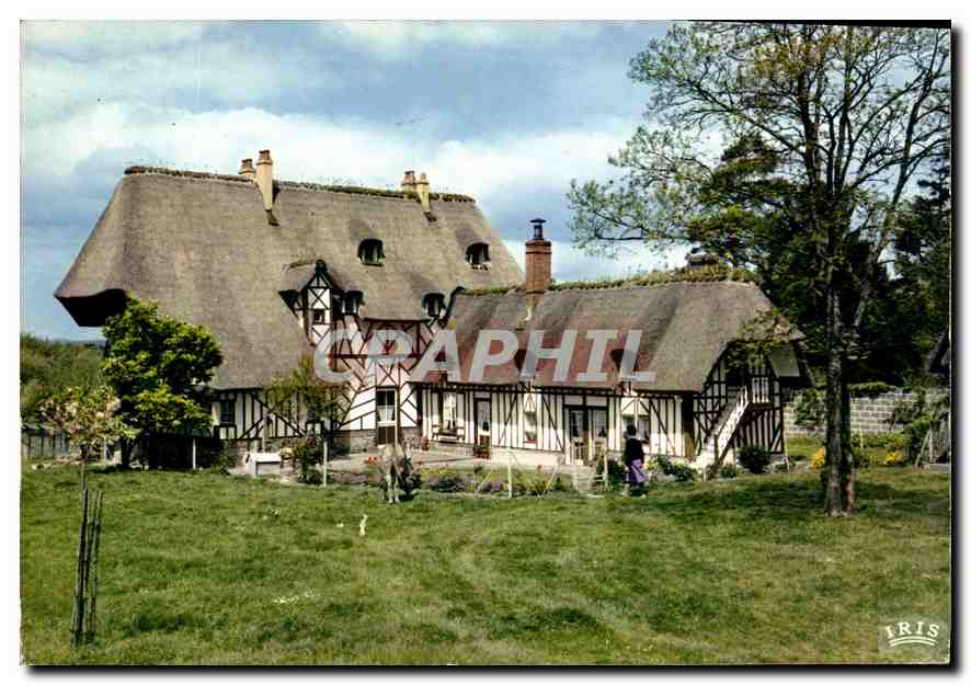 CPM La Luxurainte Normandie Maison normande au toit de chaume dependances de la reserve nationale de