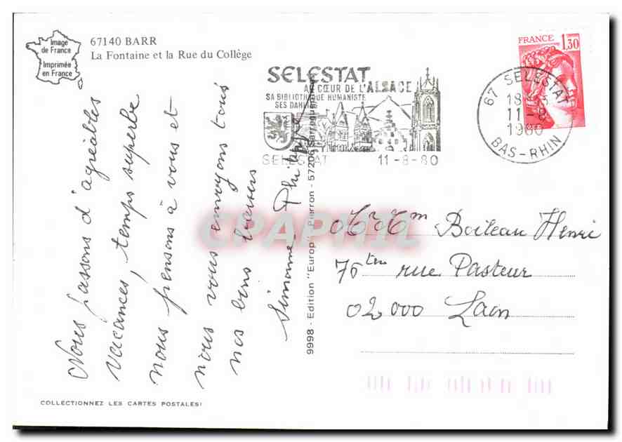 CPM Barr La Fontaine et la Rue du College  — Verso