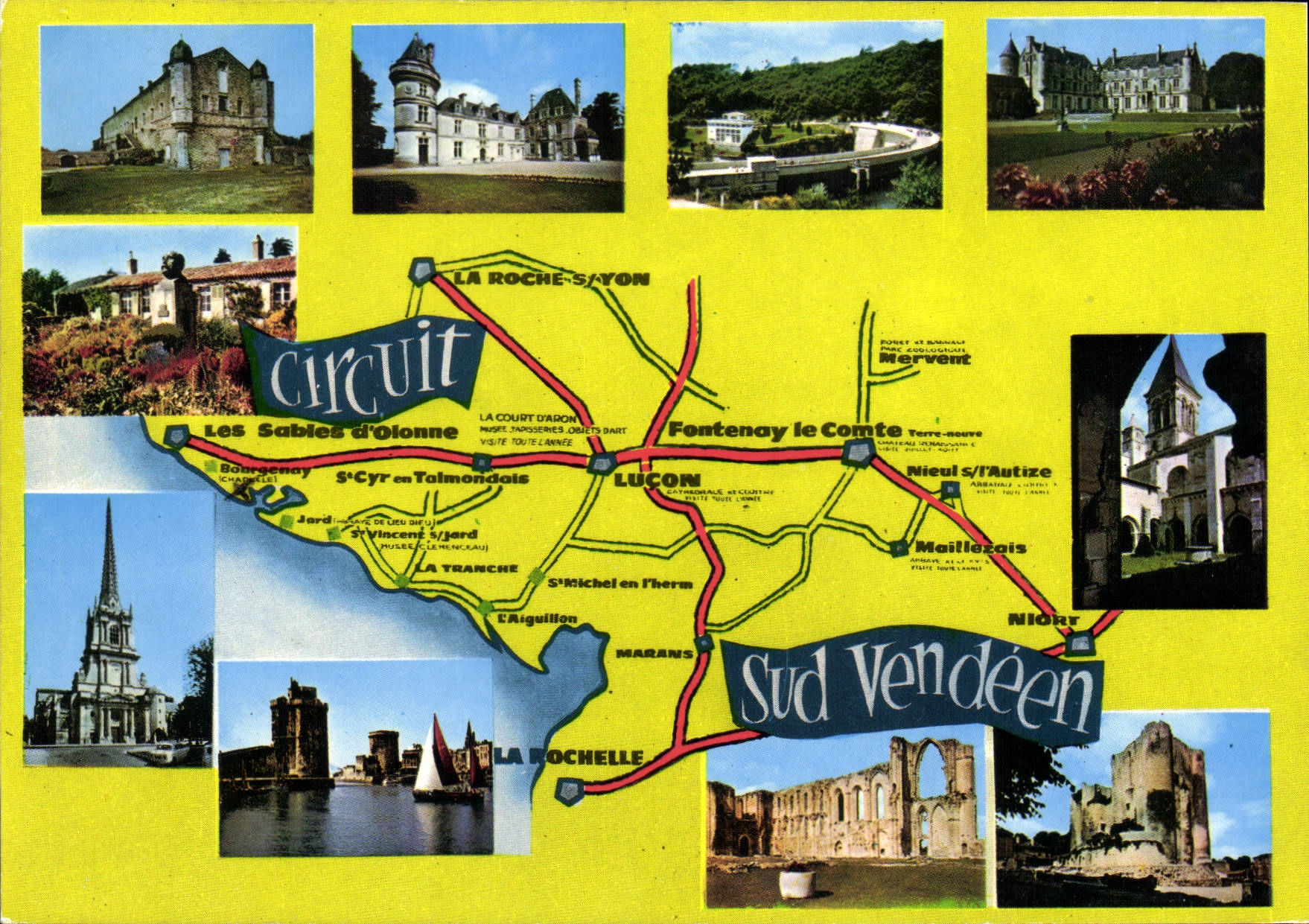 CPM Circuit sud Vendeen Chateau de la Court d'Aron Terre Neuve Fontenay le Comte Barrage de Mervent 