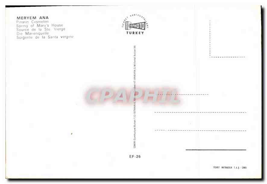 CPM Meryem Ana Source de la Ste Vierge  — Verso