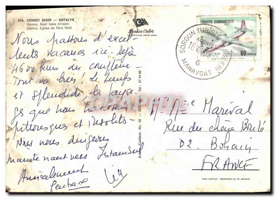 CPM Cennet Sehir Antalya Demre Eglise de Pere Noel  — Verso