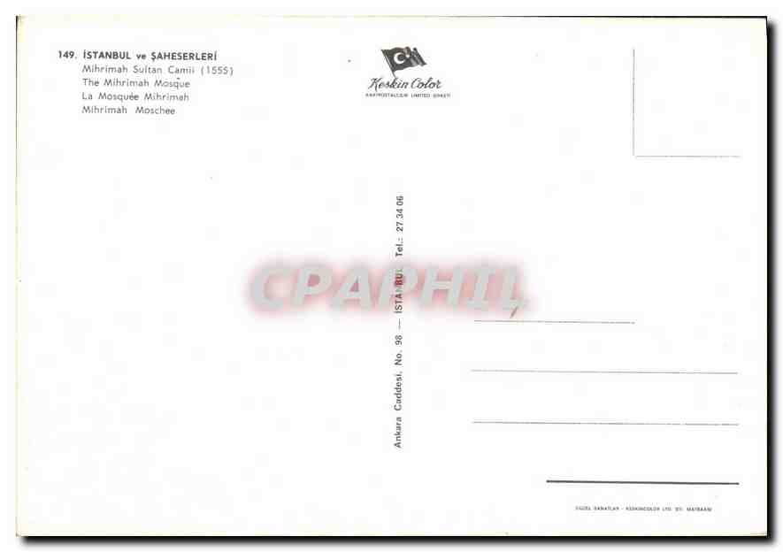 CPM Istanbul La Misquee Mihrimah  — Verso