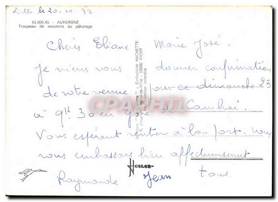 Troupeau de moutons au pâturage — La Cigogne, série 63.000.45 — Éditions "La Cigogne" — Reverso