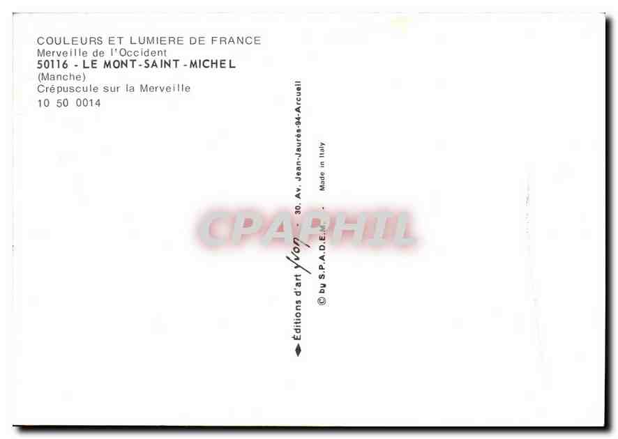 CPM Couleurs et lumiere de France Merveille d'Occident Le Mont Saint Michel Manche Crepuscule sur la — Verso